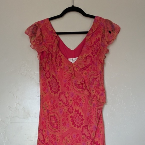 Alyn Paige Floral Paisley Dress 13/14‎ V Neck USA Made Y2K Romantic Feminine - Picture 4 of 10